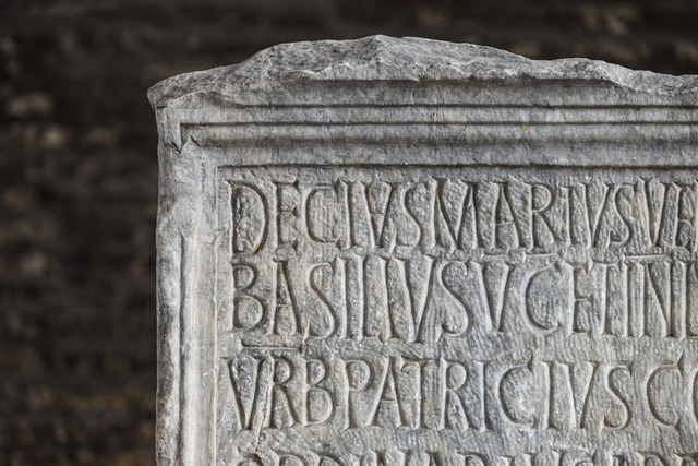 Close-Up of Latin Inscription - Colosseum, Rome