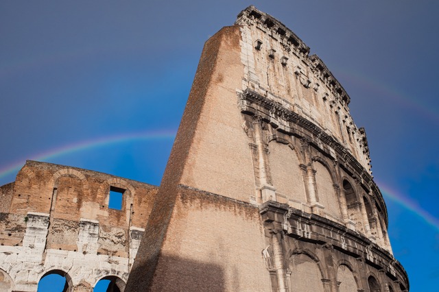 Colosseum in Rome with Rainbow - Dramatic Sky