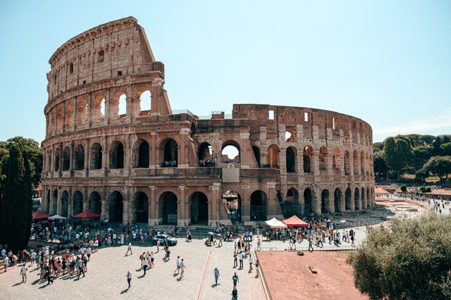 Colosseum Rome - Busy Summer Day with Visitors